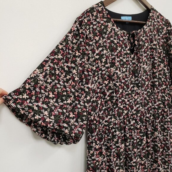 Draper James Womens Dark Cottagecore Floral Midi Dress Size XXL Tiered Prairie - Picture 3 of 11
